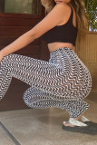 Blue Sexy Street Print Patchwork High Waist Pencil Full Print Bottoms