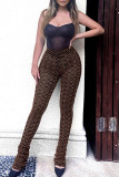 Blue Sexy Street Print Patchwork High Waist Pencil Full Print Bottoms