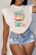 White Casual Print Letter O Neck T-Shirts