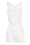 Red Sexy Solid See-through Backless U Neck Sleeveless Two Pieces