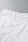 White Sexy Casual Solid Basic Turtleneck Long Sleeve Two Pieces