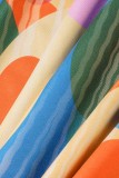 Blue Sexy Print Backless Spaghetti Strap Long Dress Dresses