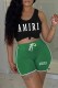 Green Casual Print Letter U Neck Sleeveless Two Pieces
