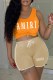 Khaki Casual Print Letter U Neck Sleeveless Two Pieces