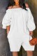 White Casual Solid Patchwork Backless Off the Shoulder Regular Romper
