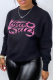 Black Casual Street Print Patchwork O Neck Tops