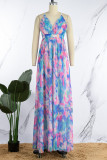 Colour Sexy Solid Backless V Neck Long Dress Dresses
