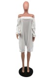 Red Casual Solid Patchwork Backless Off the Shoulder Regular Romper