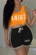 Black Casual Print Letter U Neck Sleeveless Two Pieces