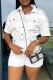 White Casual Solid Patchwork Turndown Collar Regular Romper