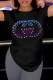 Black Street Print Letter O Neck T-Shirts