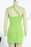 Light Green Sexy Solid Backless Strapless Sleeveless Dress Dresses