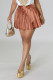 Brown Sexy Solid Patchwork Fold High Waist Type A Solid Color Bottoms