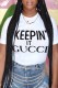 White Casual Print Letter O Neck T-Shirts
