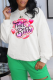 White Sexy Street Print Patchwork Letter O Neck Tops