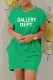 Green Casual Street Print Letter O Neck Irregular Dress Dresses
