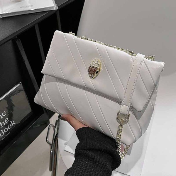 White Casual Street Striped Patchwork Chains Bags