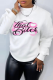 White Casual Street Print Patchwork O Neck Tops