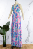 Colour Sexy Solid Backless V Neck Long Dress Dresses