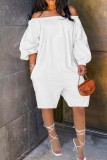 Red Casual Solid Patchwork Backless Off the Shoulder Regular Romper