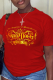 Red Casual Street Print Patchwork O Neck T-Shirts