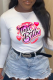 White Sexy Casual Print Patchwork Letter O Neck Tops
