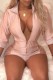 Pink Casual Solid Patchwork Zipper Collar Regular Romper