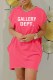Rose Red Casual Street Print Letter O Neck Irregular Dress Dresses