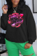 Black Sexy Street Print Patchwork Letter O Neck Tops