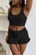 Black Sexy Casual Solid Basic U Neck Sleeveless Two Pieces