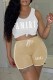 Khaki Casual Print Letter U Neck Sleeveless Two Pieces