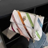 Multicolor Casual Street Striped Patchwork Chains Bags