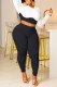 Black Casual Solid Patchwork Contrast O Neck Long Sleeve Two Pieces