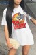 White Casual Character Print Letter O Neck T-Shirts