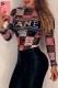Multicolor Sexy Print Patchwork Letter Swimwears