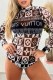 Black And White Sexy Print Patchwork Letter Swimwears