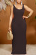 Black Casual Solid Patchwork U Neck Vest Dress Dresses