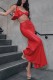 Red Sexy Solid Patchwork Backless Spaghetti Strap Long Dress Dresses