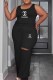 Black Casual Print Ripped Letter U Neck Sleeveless Two Pieces