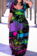 Black Casual Print Basic V Neck Short Sleeve Dress Dresses