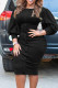 Black Casual Elegant Solid Patchwork O Neck One Step Skirt Dresses