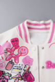 Red Casual Street Print Patchwork Buckle Fold Short Sleeve Two Pieces