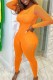 Orange Sexy Solid See-through O Neck Skinny Jumpsuits