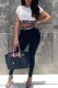 White Casual Print Patchwork Letter O Neck Short Sleeve Two Pieces