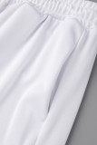 White Casual Solid Hollowed Out Patchwork O Neck Short Sleeve Two Pieces