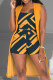 Yellow Casual Print Patchwork Spaghetti Strap Sleeveless Three Pieces
