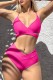 Rose Red Sexy Solid Bandage Backless Swimwears (With Paddings)