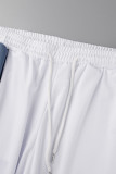 White Casual Solid Hollowed Out Patchwork O Neck Short Sleeve Two Pieces