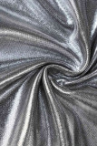 Dark Gray Sexy Solid Patchwork Draw String Halter Pencil Skirt Dresses