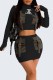 Black Casual Street Print Patchwork Letter O Neck Long Sleeve Two Pieces